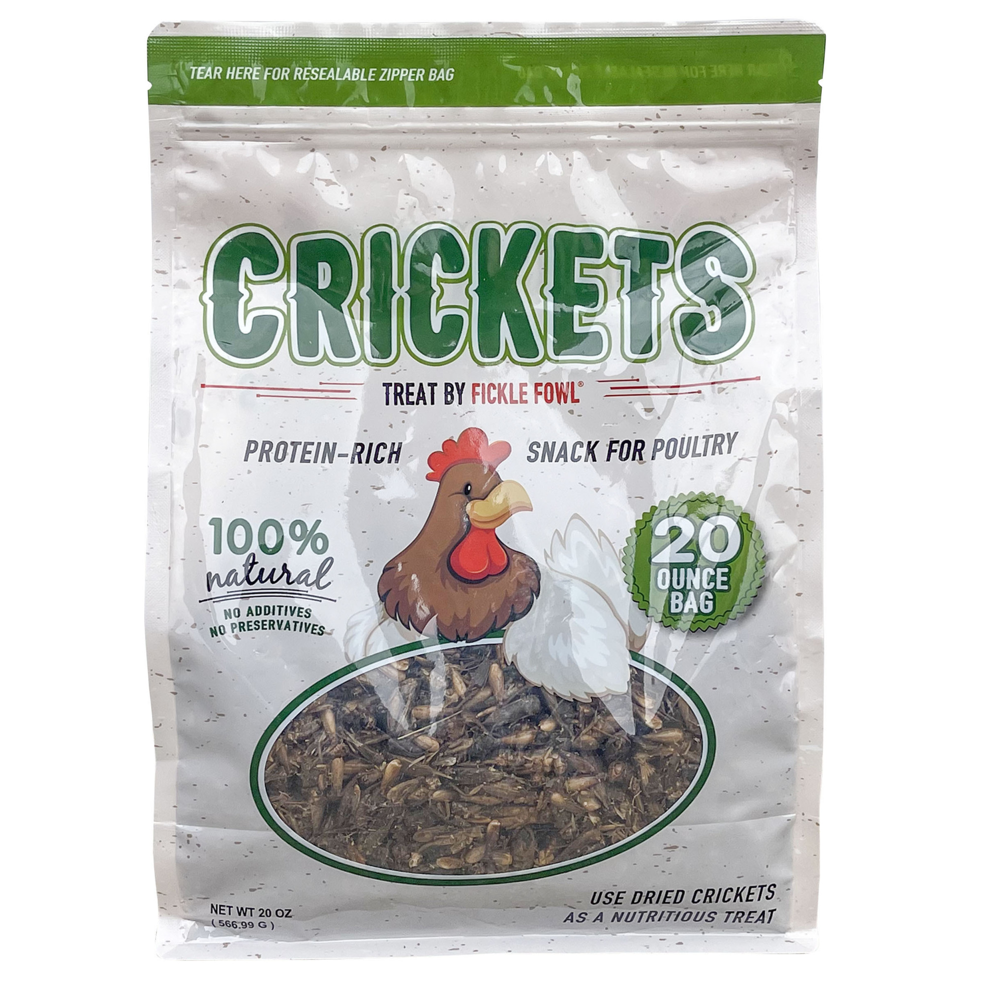 Fickle Fowl Dried Crickets Treat - 20 Oz.